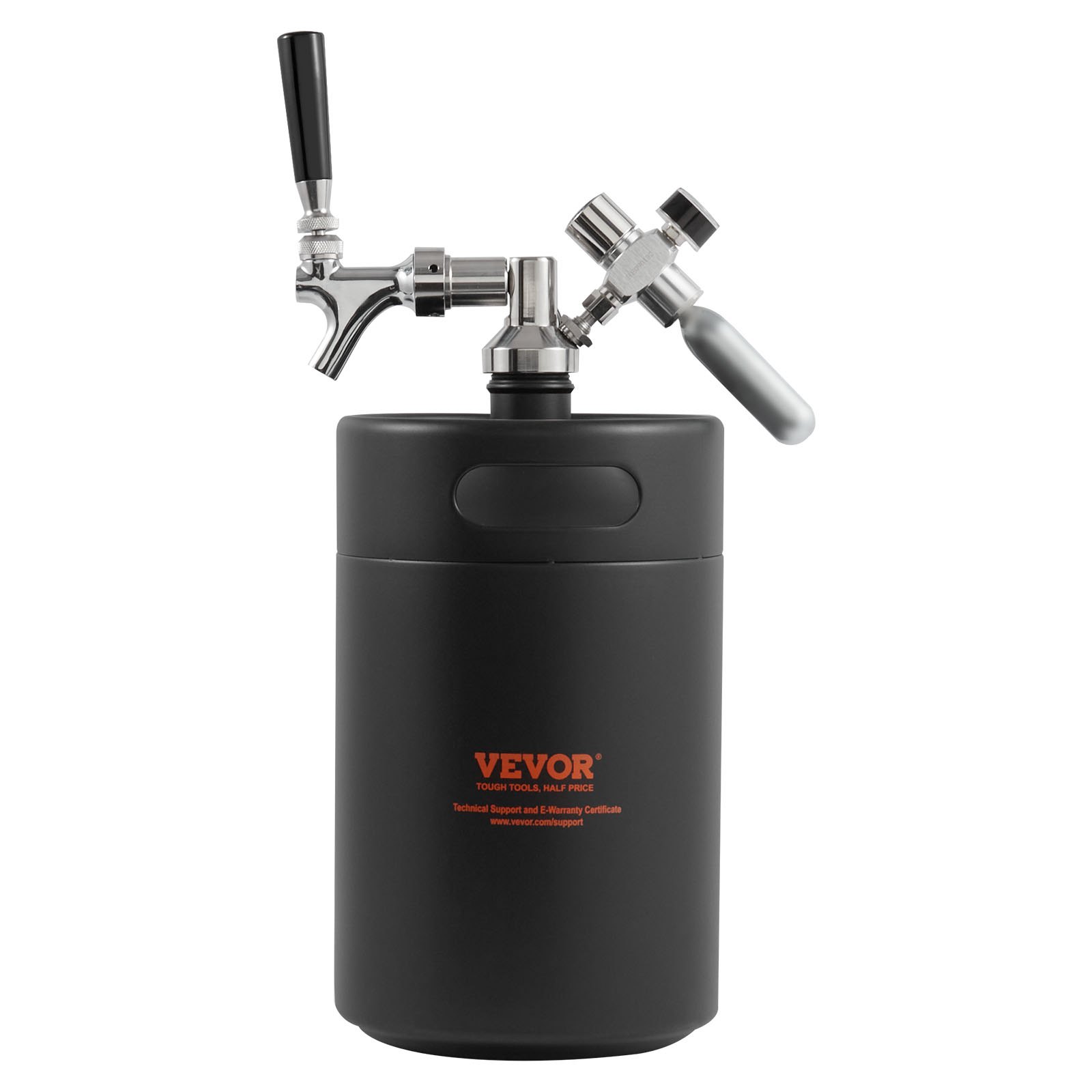 Beer Growler Tap System, 5L Mini Keg, 304 Stainless Steel Pressurized Beer Growler, Keg Growler with Pressure Display, CO2 Regulator Faucet, Leak-Proof Ring For Draft, Homebrew, Craft Beer