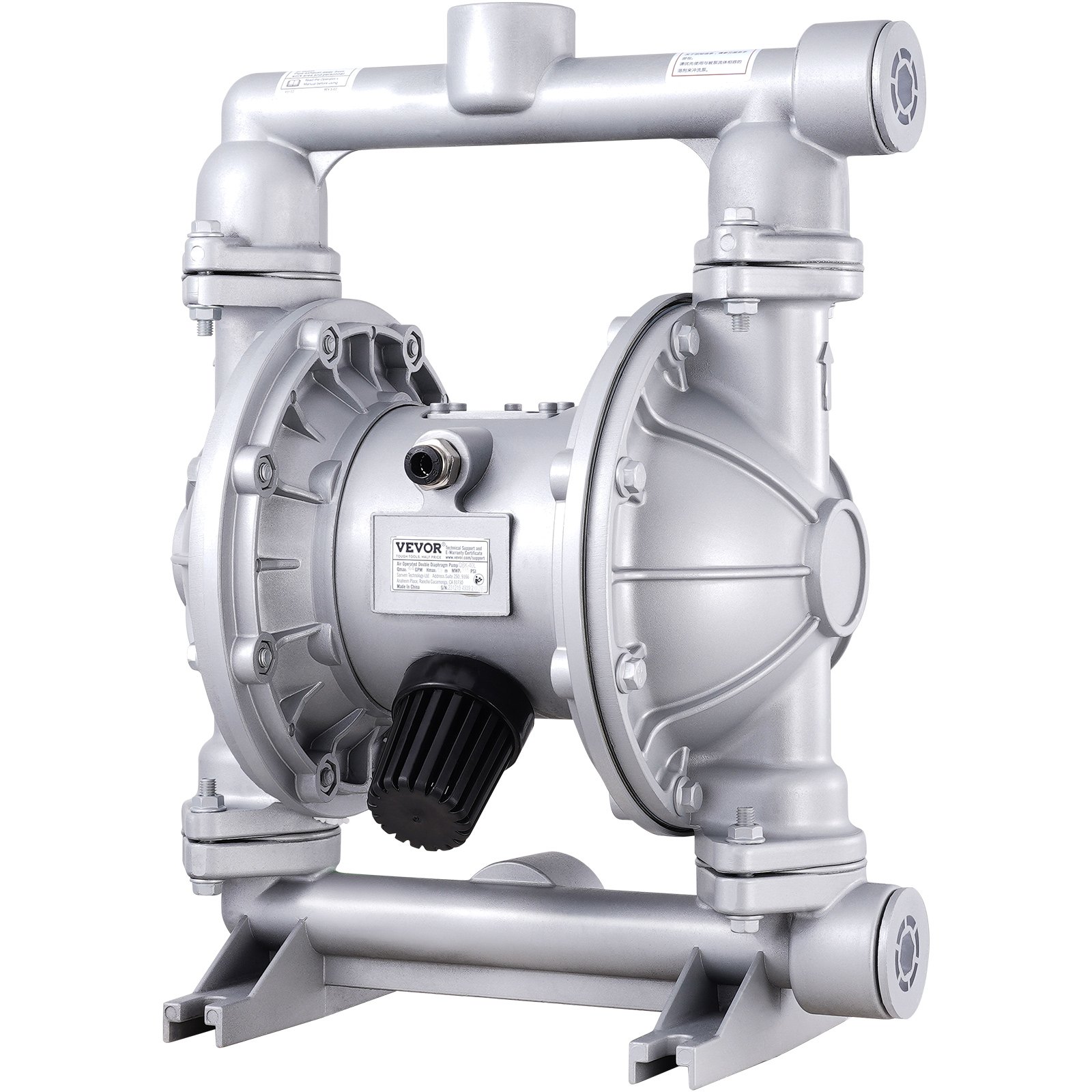 Air Operated Double Diaphragm Pump, 44GPM, Max 115PSI Air Waste Oil Pneumatic Transfer Pump with 2 Extra Diaphragms, 3.8cm Inlet & Outlet Aluminum Alloy Diaphragm Pump for Diesel Grease Oil