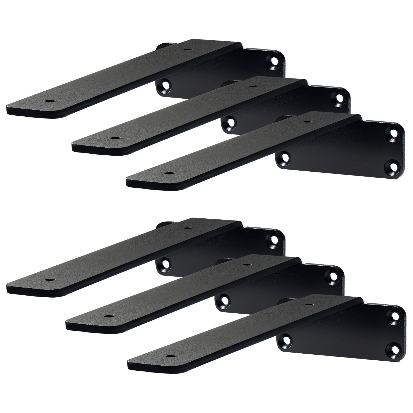 Shelf Bracket, 31cmL x 10cmW x 4.5cmH 6 Pcs, Heavy Duty Floating Shelf Brackets, Brackets for Shelves, 5mm Thick Matte Black L Shelf Bracket,Steel Shelving Brackets with 72.6 kg Load Capacity