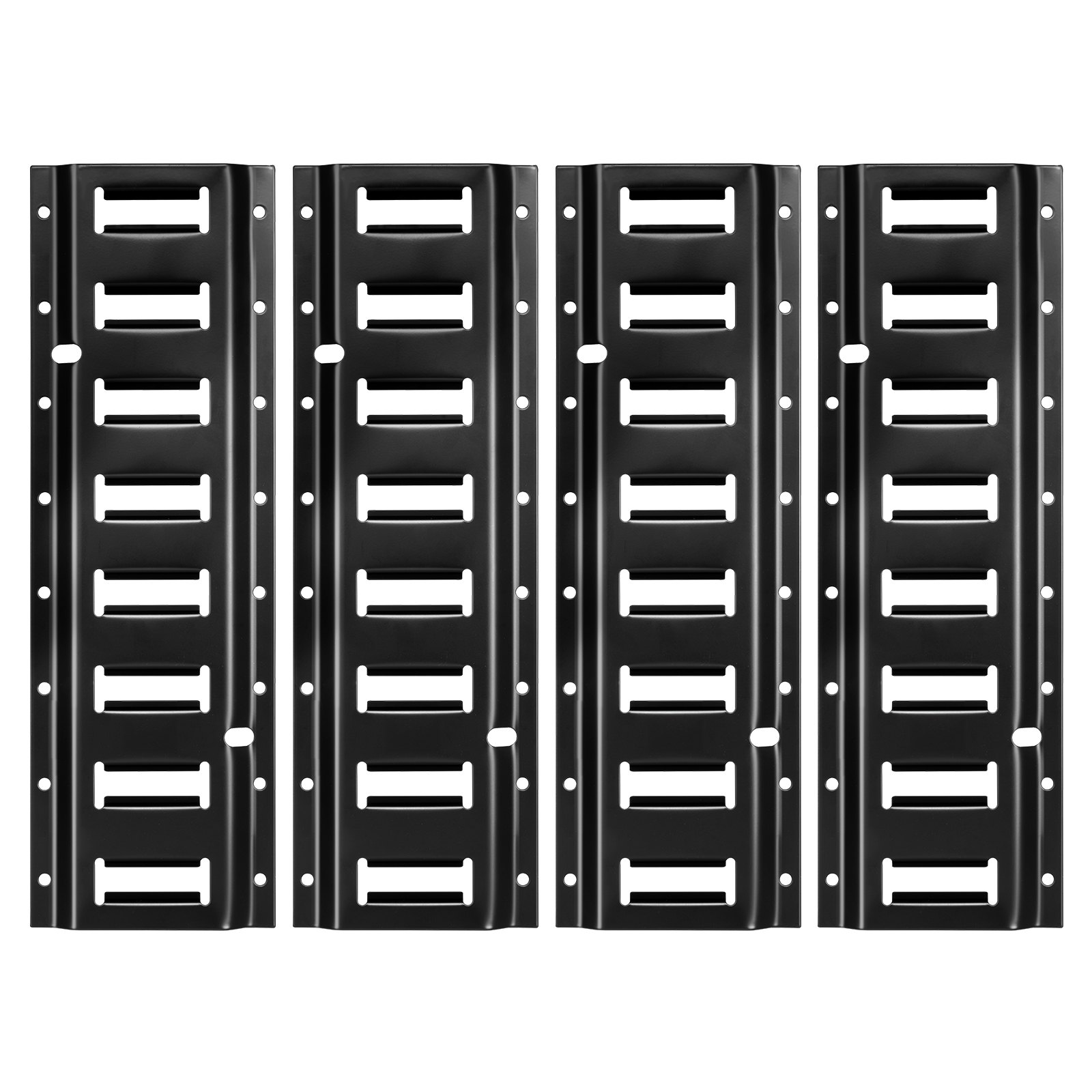 E-Track Tie-Down Rail Kit, 4 Pack 0.4 m E Tracks Set, 21 Pcs Includes 2 Ratchet Straps & 4 O-Rings & 4 Tie-Offs with D-Ring & 2 Single Slots & 8 End Caps & 1 Bag, Fit for Garages Vans Trailers