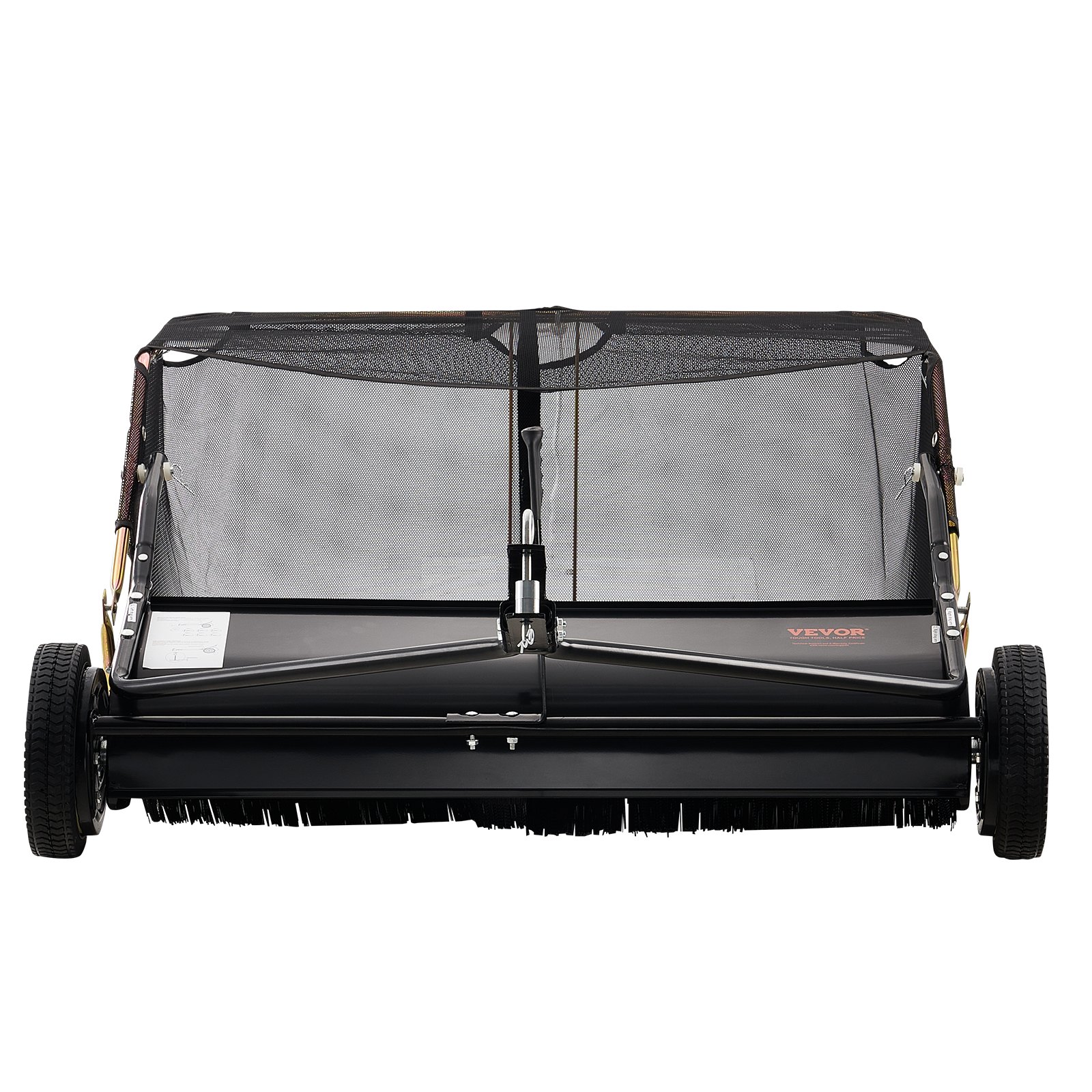106.6 cm Lawn Sweeper Tow Behind, 12 cu.ft. Large Pull Behind Grass Sweeper, Heavy Duty Leaf & Grass Collector with Dumping Rope Design, Adjustable Sweeping Height for Picking Up Debris & Grass