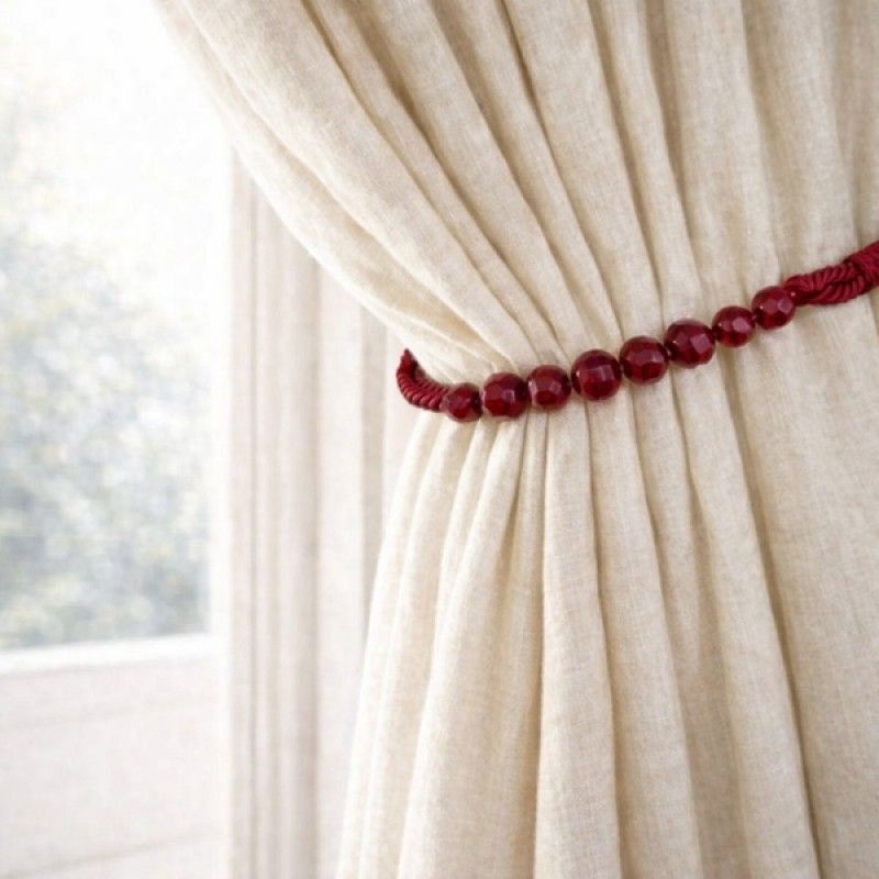 Burgundy Beaded Rope Curtain Tieback Burgundy Beaded Rope Curtain Tieback