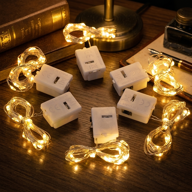 24 Battery Operated Fairy Lights [3 Modes] 7ft 20 LED Mini Twinkle String Lights Waterproof Silver Wire Firefly Starry Sky Lights for Weddings