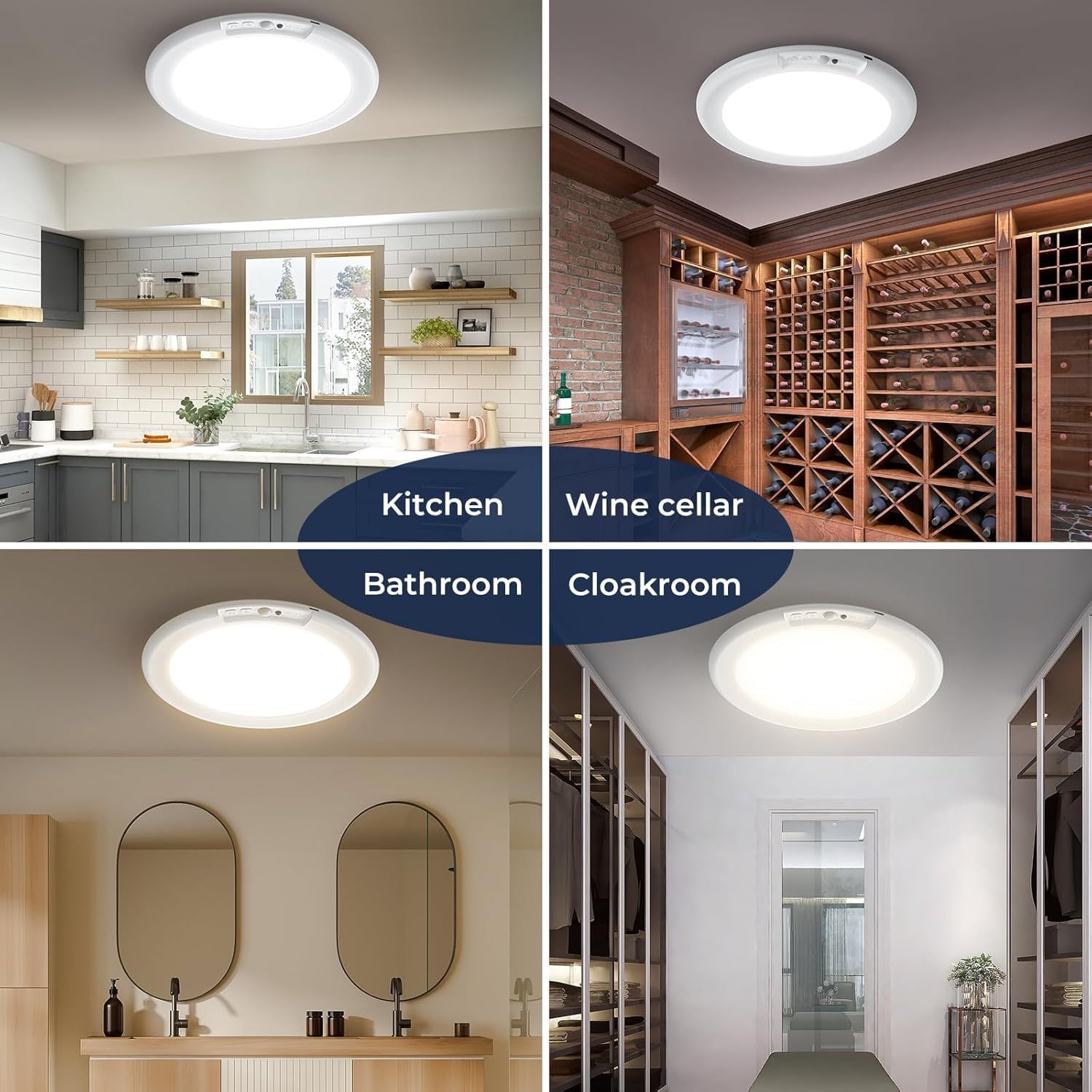Rechargeable Motion Sensor Ceiling Light with Remote