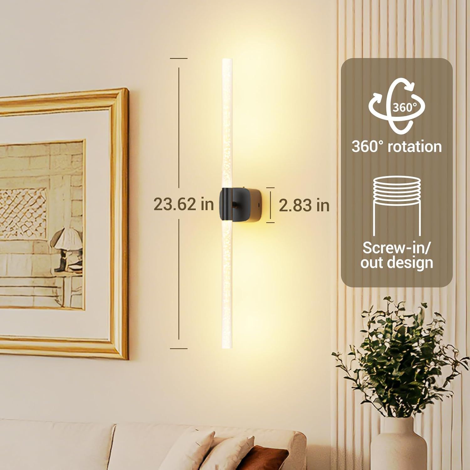 Black Battery Operated Wall Sconce Set of 2