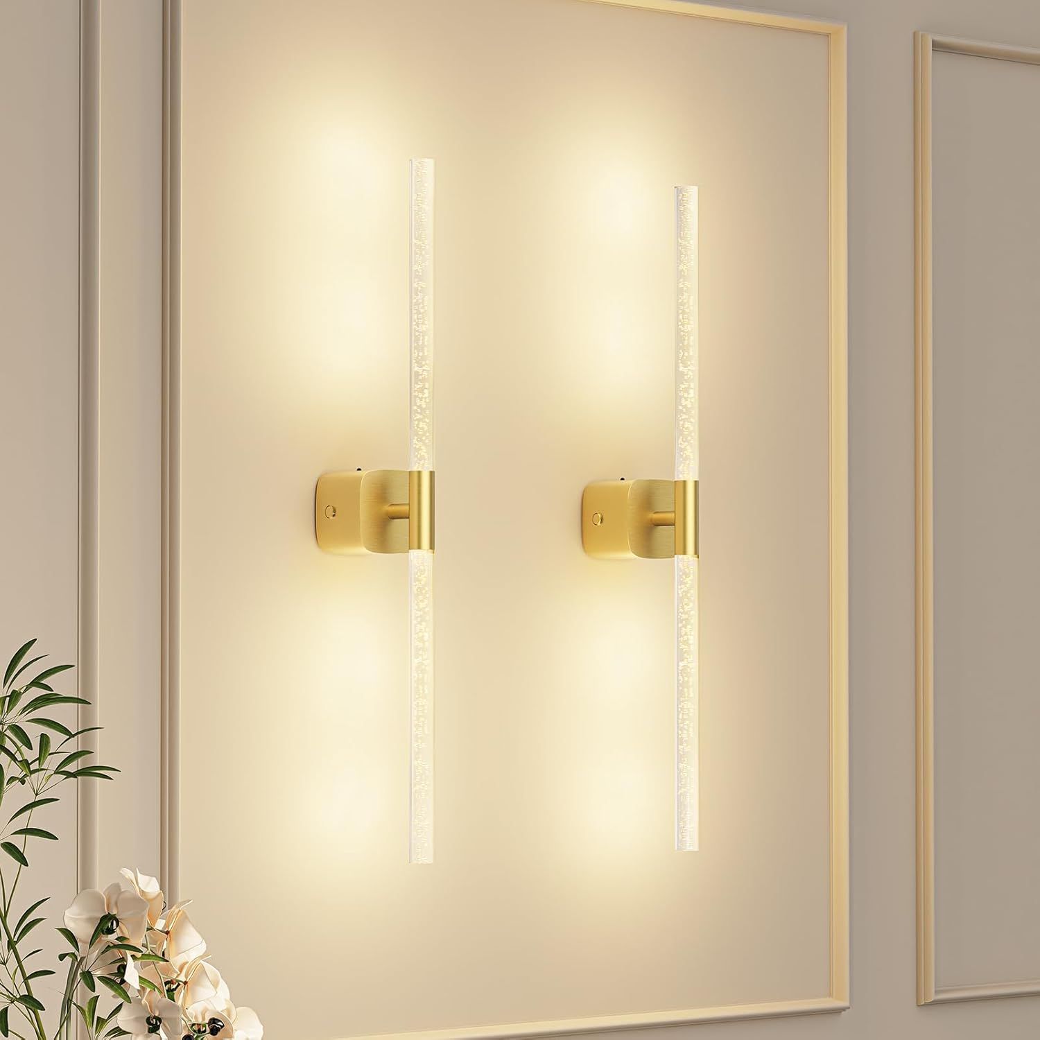 Gold Battery Operated Wall Sconce Set of 2 Gold Battery Operated Wall Sconce Set of 2