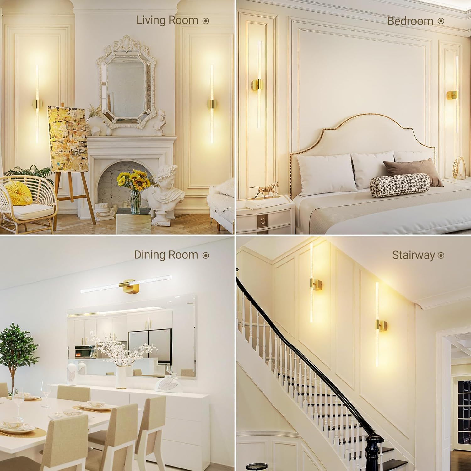 Gold Battery Operated Wall Sconce Set of 2