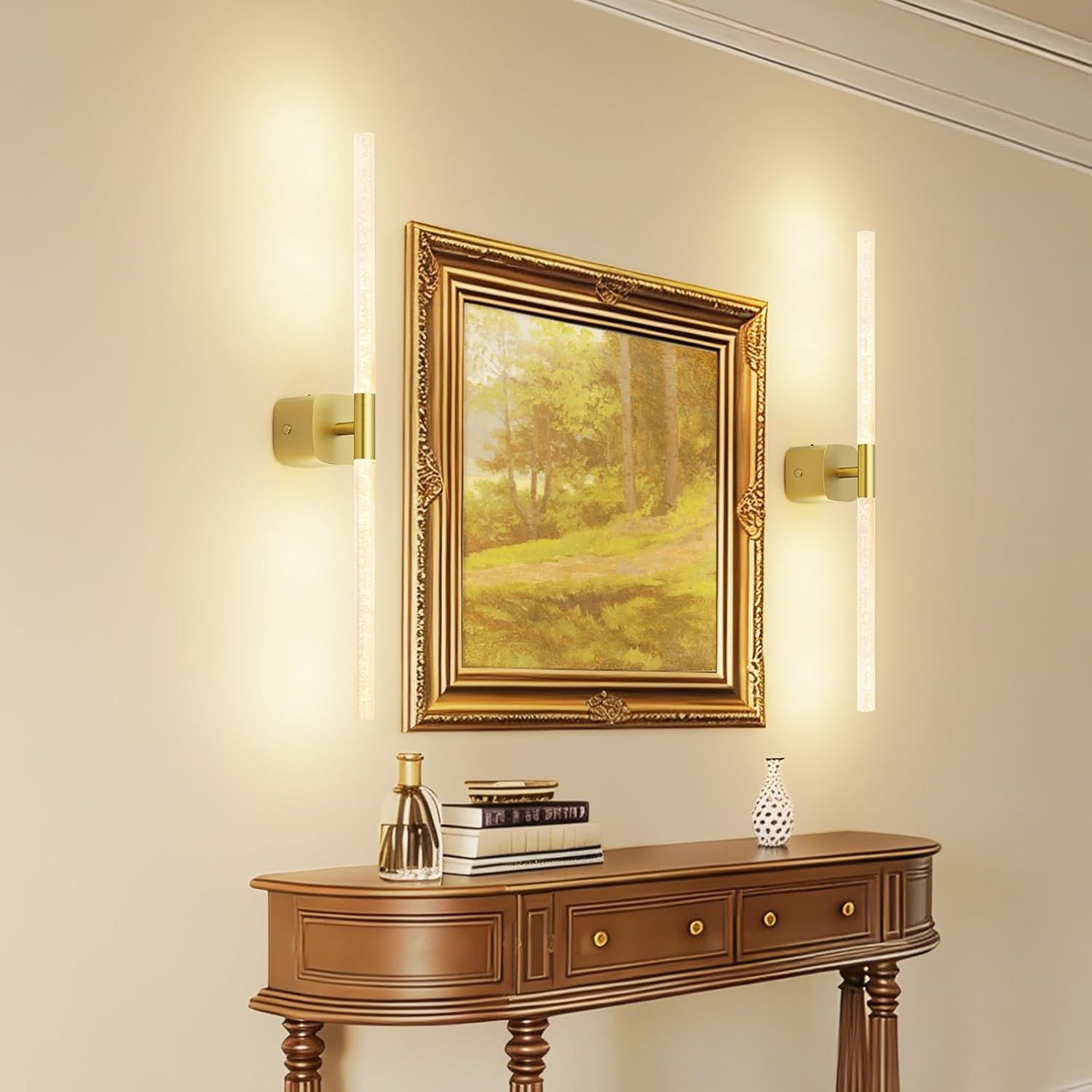 Gold Battery Operated Wall Sconce Set of 2