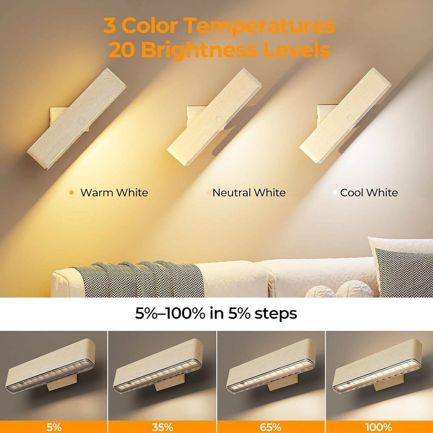 Magnetic Wireless Battery Operated Wall Sconce