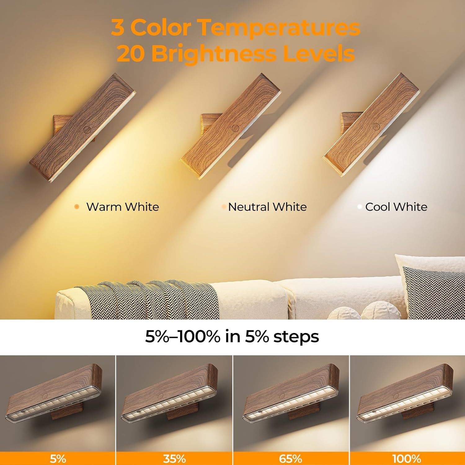 Magnetic Wireless Battery Operated Wall Sconce