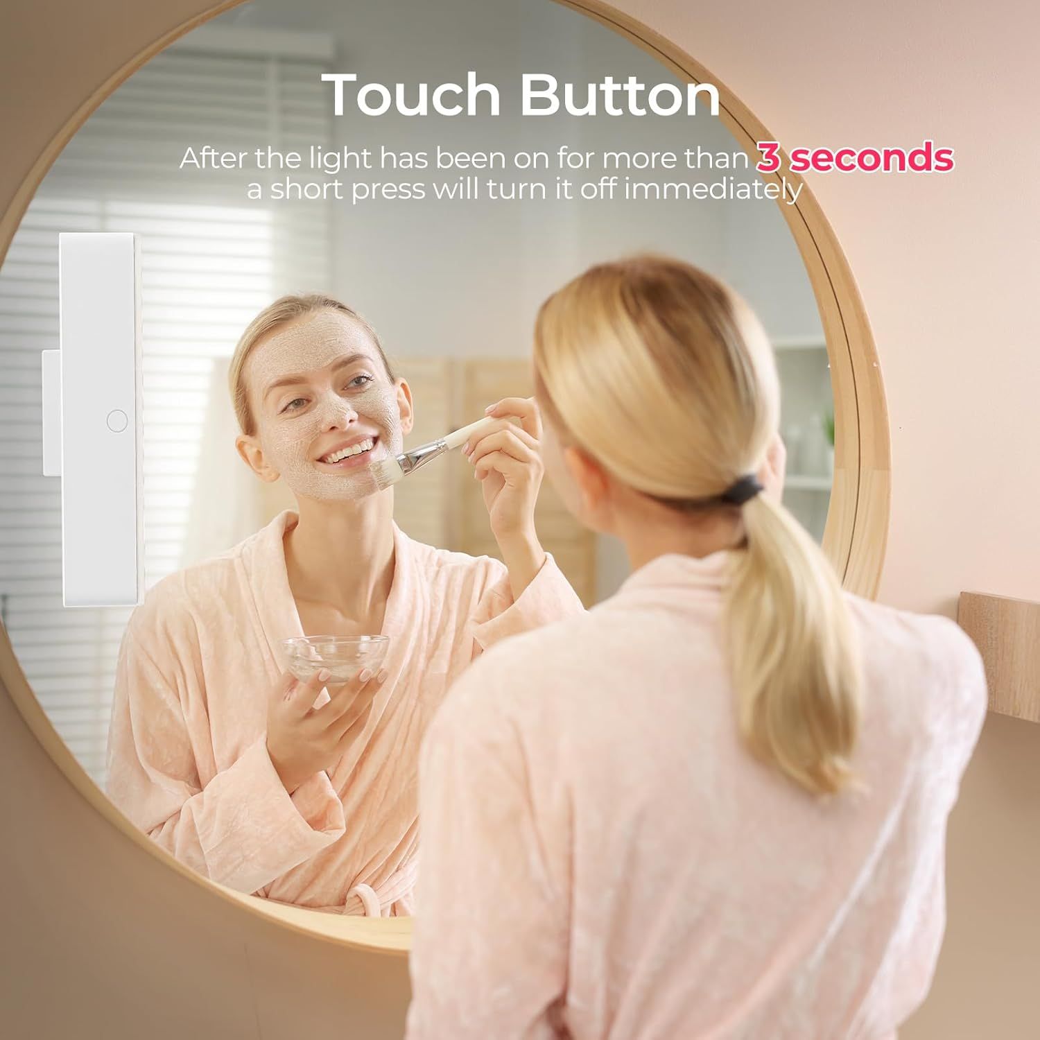Wireless Vanity Lights for Mirror Set of 2-4000mAh Rechargeable Stick On Makeup Light with CCT Modes & Dimmable Brightness