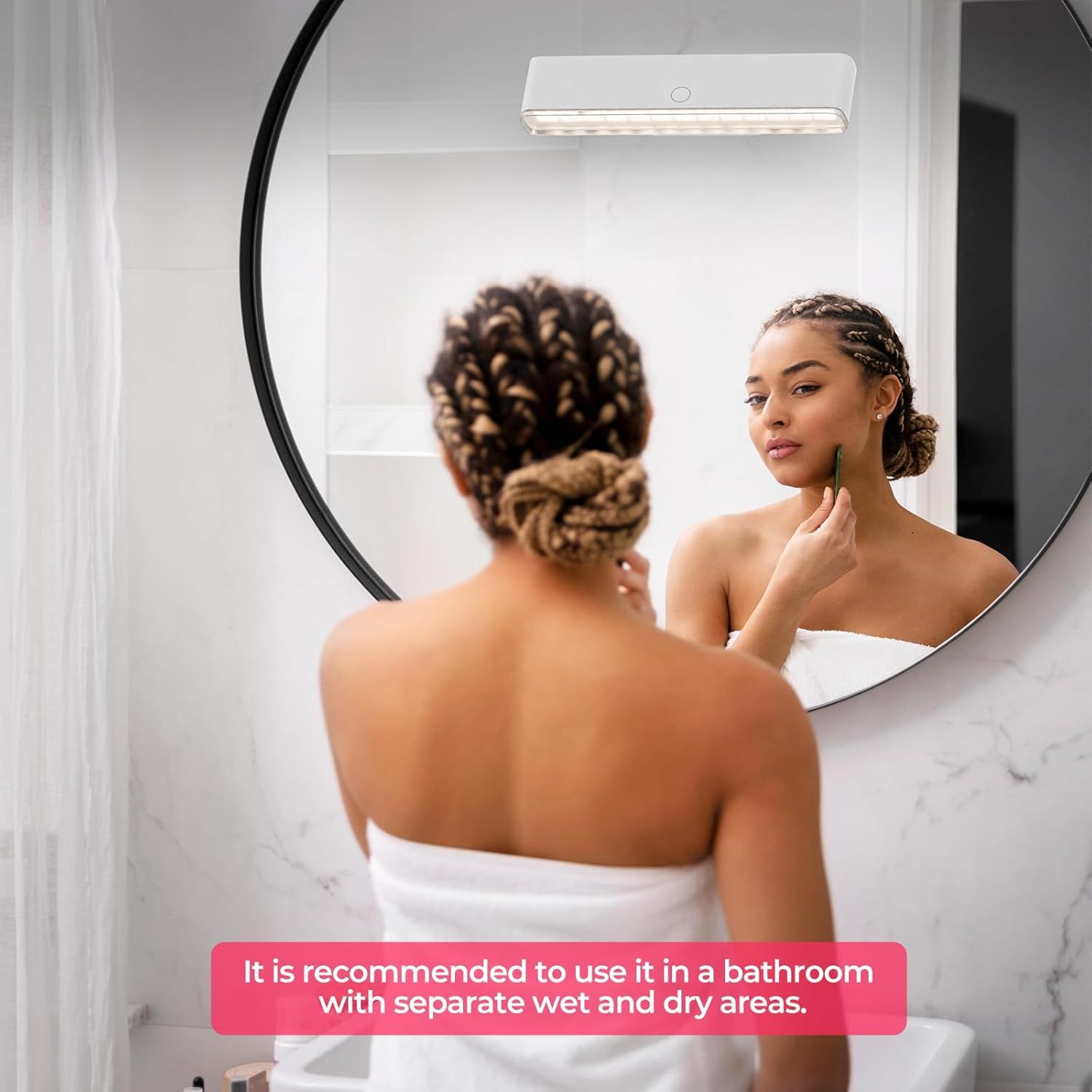 Wireless Vanity Lights for Mirror Set of 2-4000mAh Rechargeable Stick On Makeup Light with CCT Modes & Dimmable Brightness
