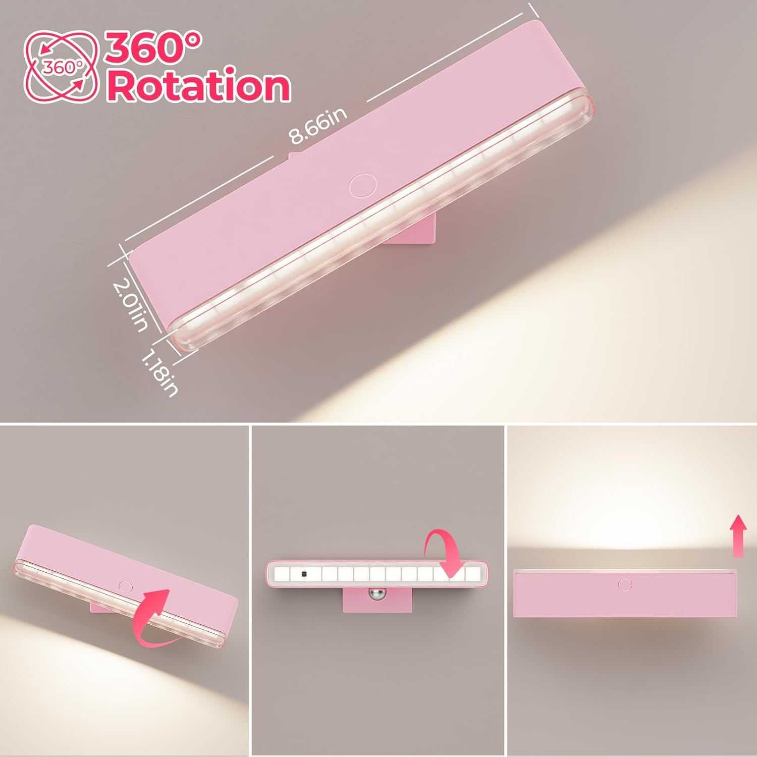 Wireless Vanity Lights for Mirror Set of 2-4000mAh Rechargeable Stick On Makeup Light with CCT Modes & Dimmable Brightness