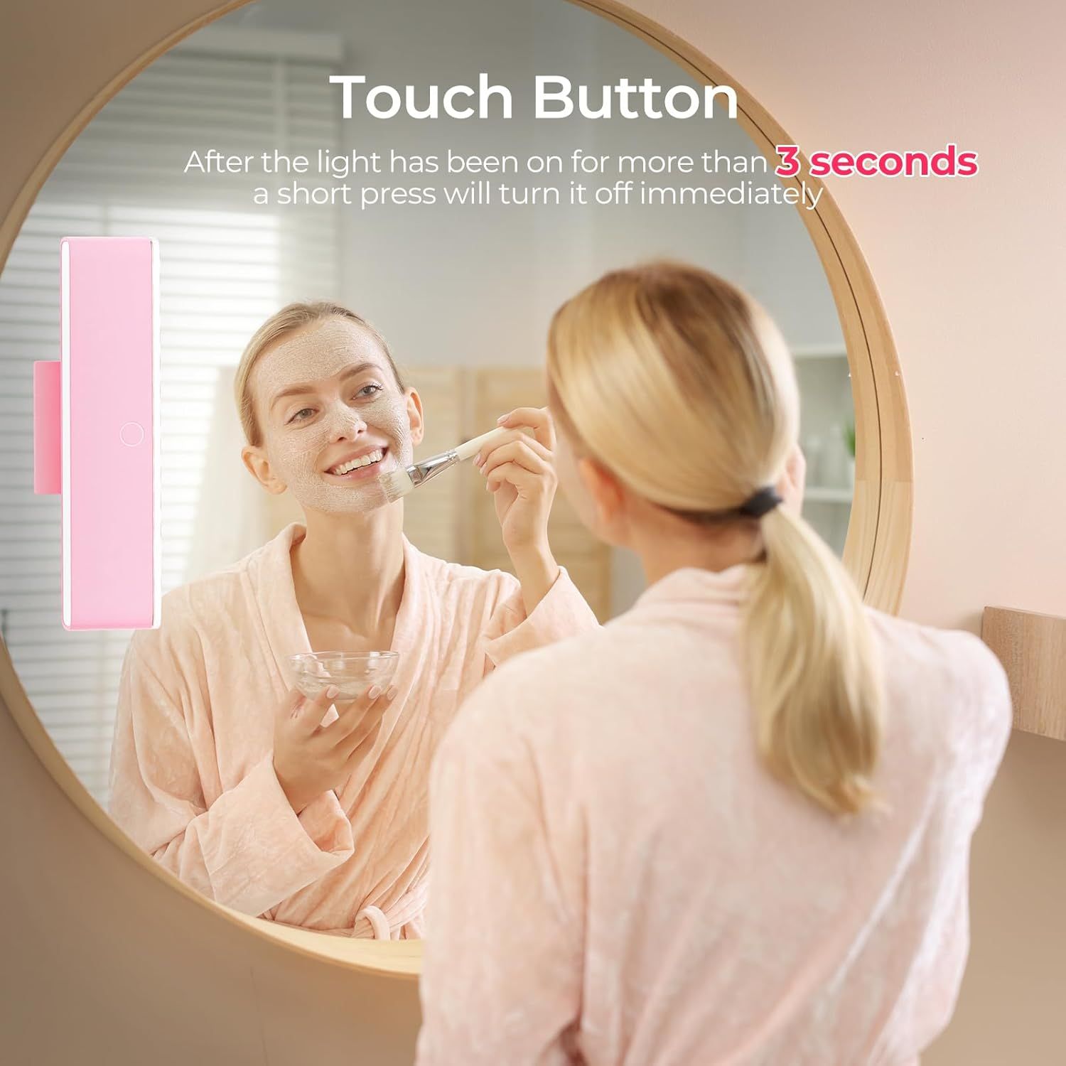 Wireless Vanity Lights for Mirror Set of 2-4000mAh Rechargeable Stick On Makeup Light with CCT Modes & Dimmable Brightness