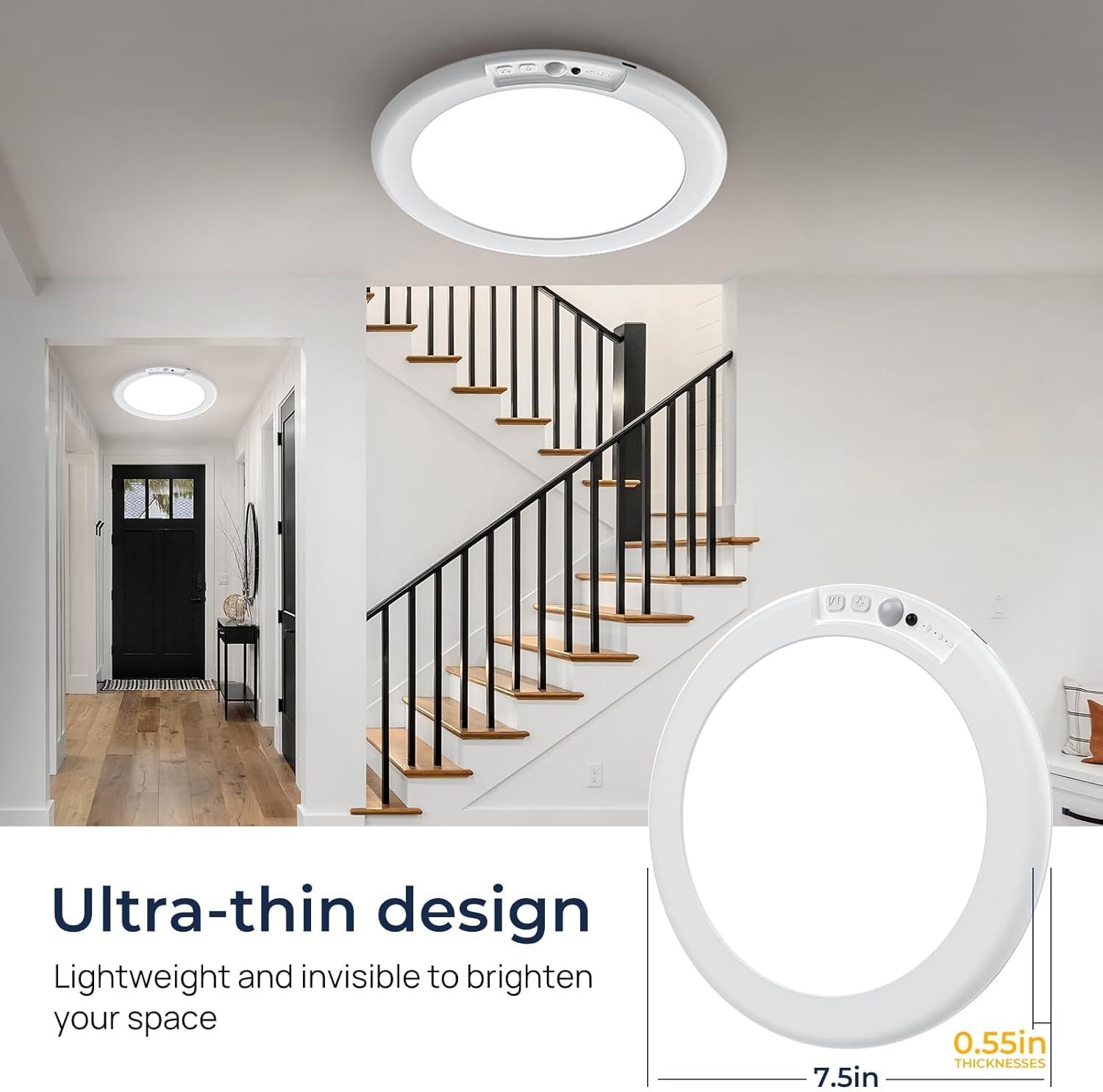 Rechargeable Motion Sensor Ceiling Light with Remote