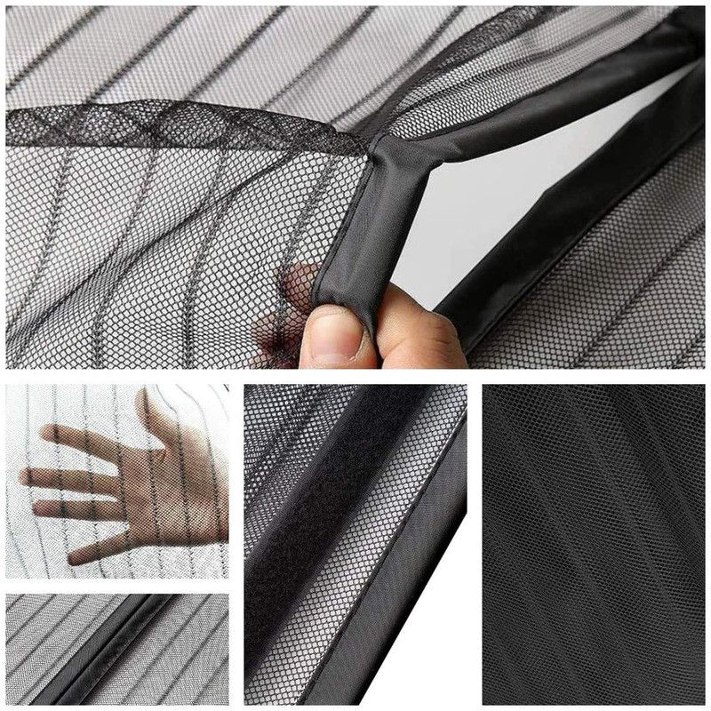 Magnetic Door Screens - 80x210 cm Self-Closing - High-Density Insect Mesh - No Drilling Required - Black