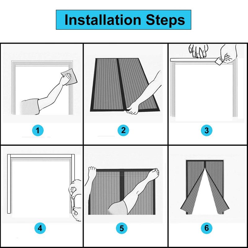 Magnetic Door Screens - 100x210 cm Self-Closing - High-Density Insect Mesh - No Drilling Required - White