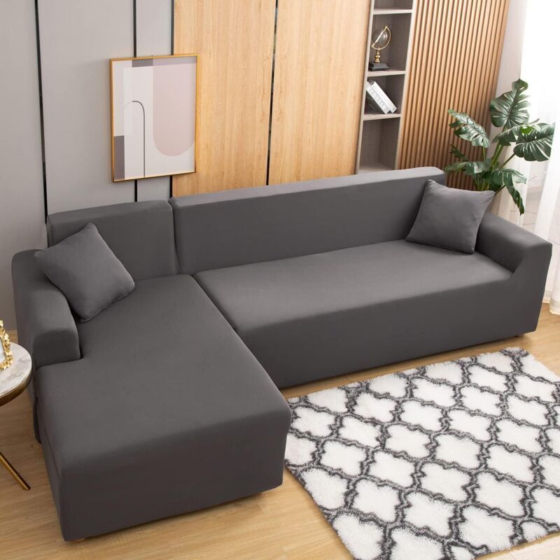 1 Piece Corner Sofa Cover with L Armrests and 1 Pillowcase