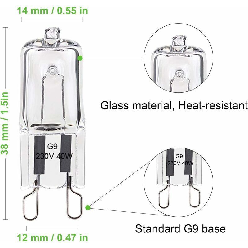 10 Pack G9 Oven Bulb