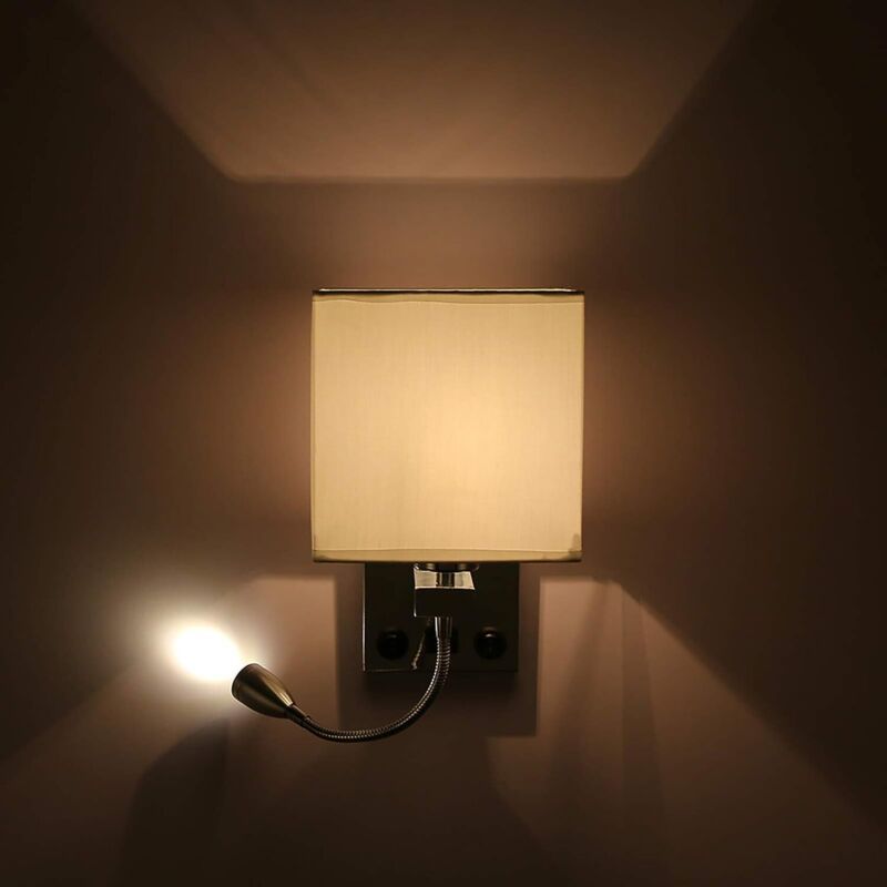 Bedside Wall Lamp with Flexible USB LED Reading Light
