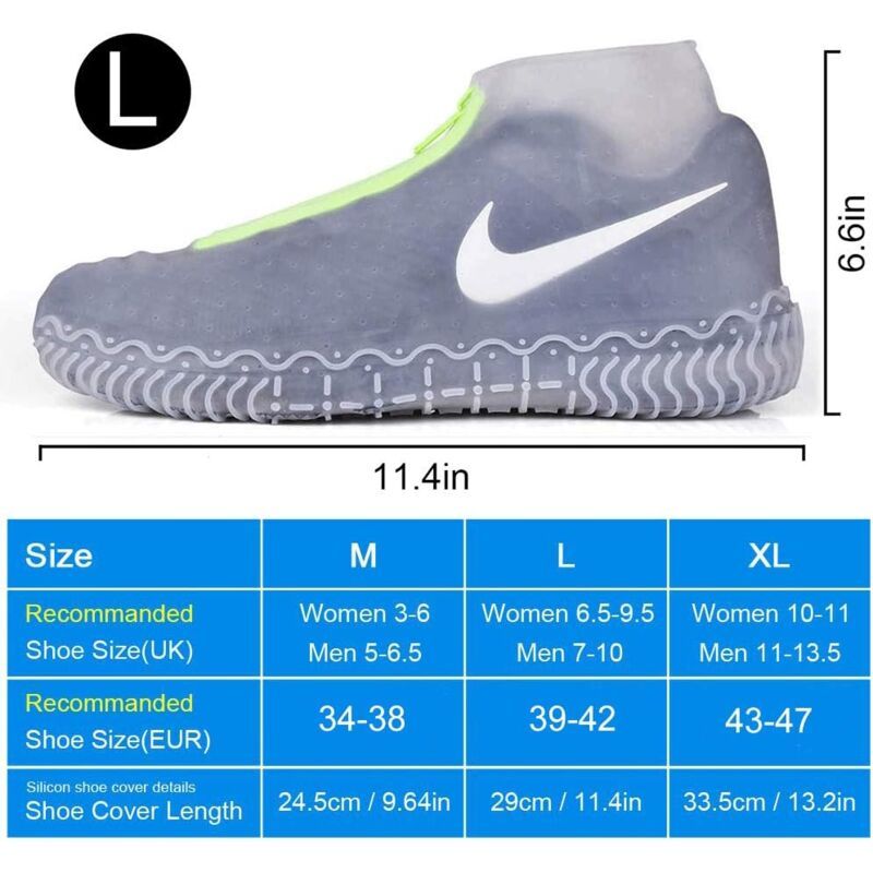 Reusable Silicone Shoe Covers with Non Slip Reinforced Sole