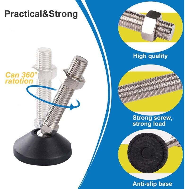 8 Pack Adjustable Leveling Feet M10 x 100 Load Capacity 500 kg Furniture Feet