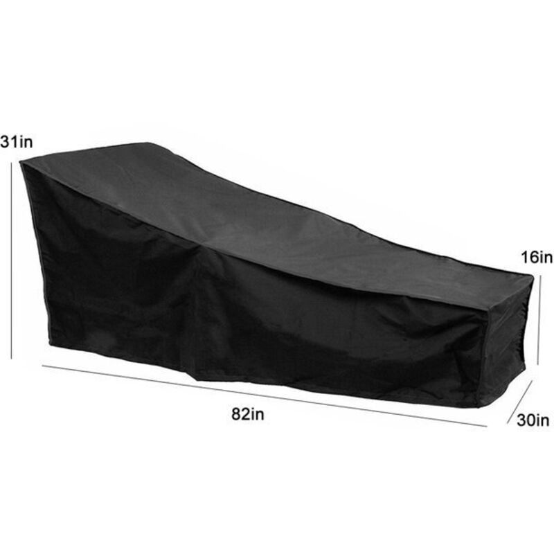 Sun Lounger Cover Waterproof Windproof 210D Oxford Fabric Black