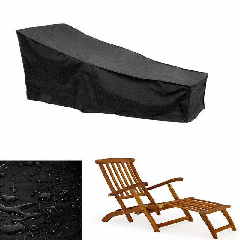 Sun Lounger Cover Waterproof Windproof 210D Oxford Fabric Black