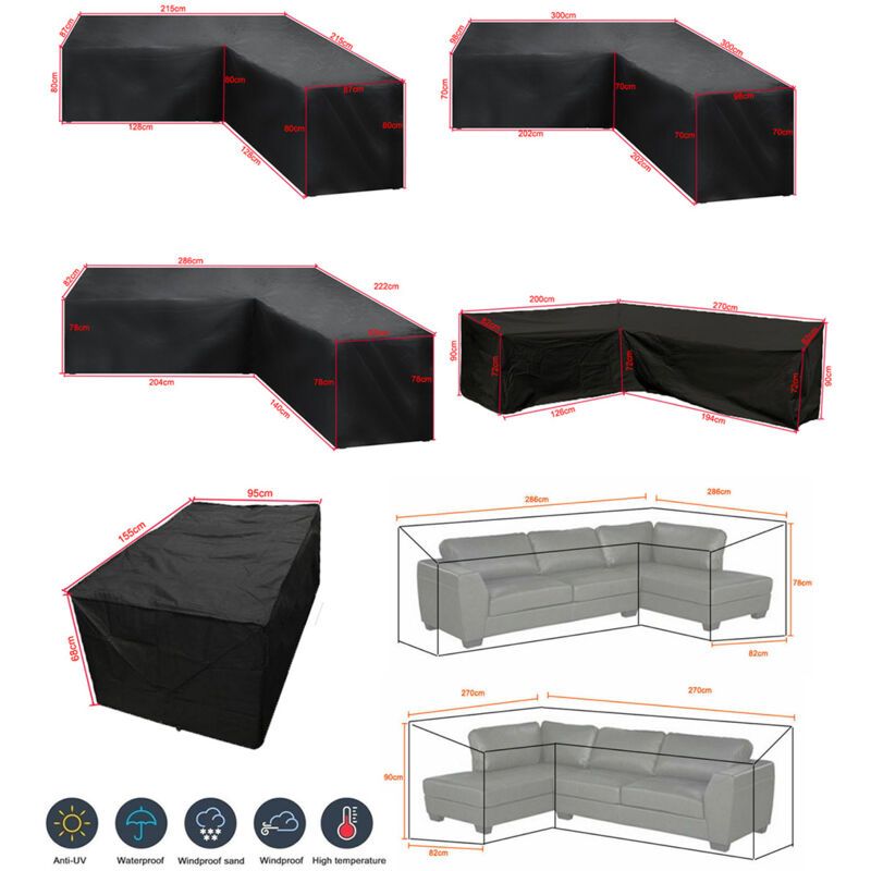 Garden Corner Sofa Cover Waterproof 210D Oxford L Shape Furniture Cover