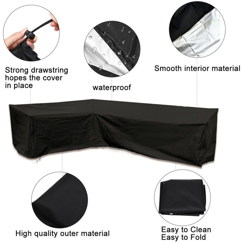 Garden Corner Sofa Cover Waterproof 210D Oxford L Shape Furniture Cover