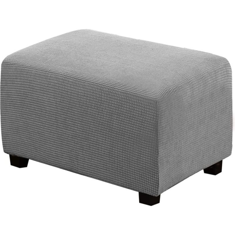 Square Ottoman Cover Soft Jacquard Stretch Footstool Cover Light Gray Square Ottoman Cover Soft Jacquard Stretch Footstool Cover Light Gray