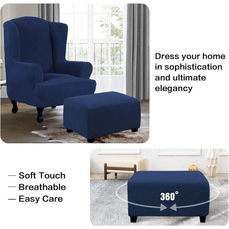 Square Ottoman Cover Soft Jacquard Stretch Footstool Cover Light Gray