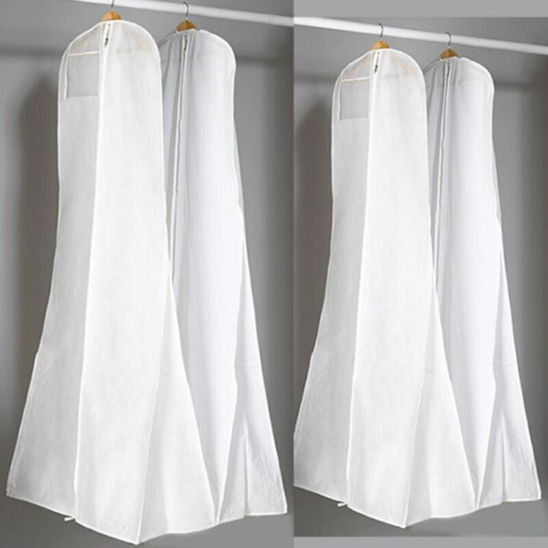 1 Pc Wedding Dress Dust Cover Breathable Non Woven Fabric White