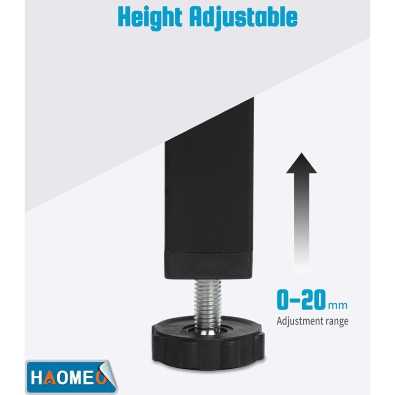 4 Pcs Screw In Metal Bed Legs Adjustable Black