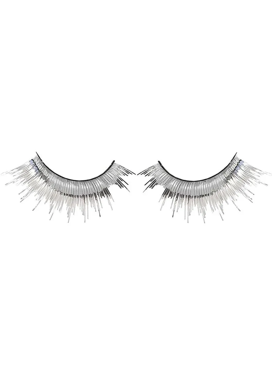 Long Metallic Silver Tinsel False Eyelashes