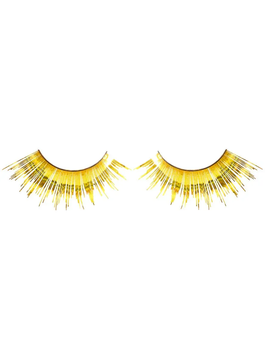 Long Metallic Gold Tinsel False Eyelashes