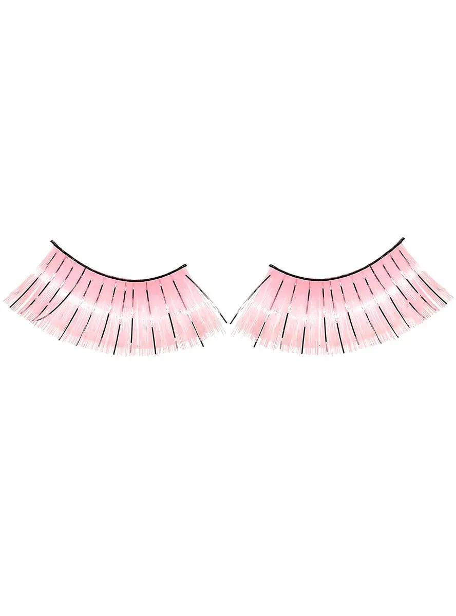 Long Light Pink False Eyelashes with Silver Tinsel