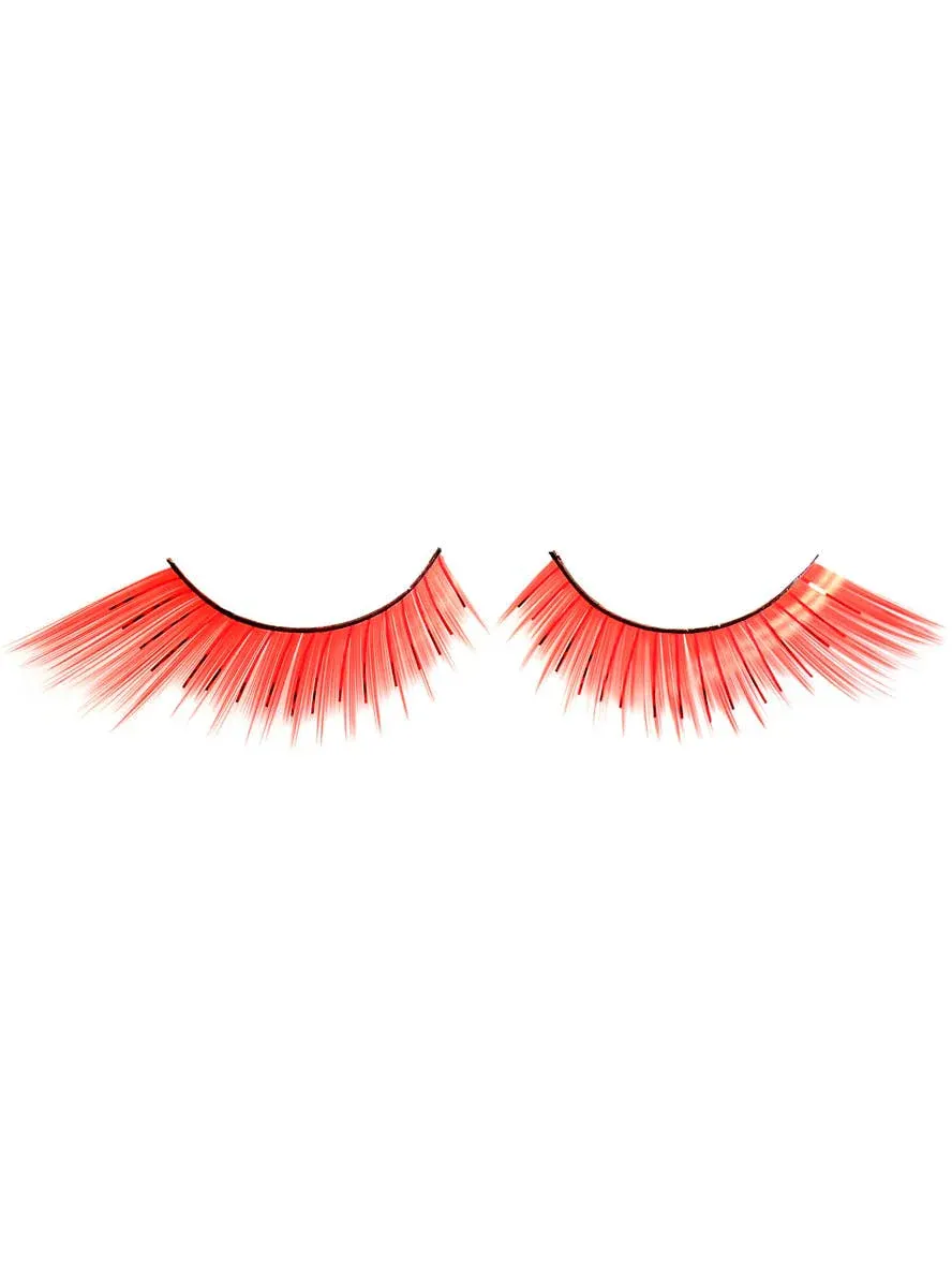 Winged Red False Eyelashes with Tinsel Highlights