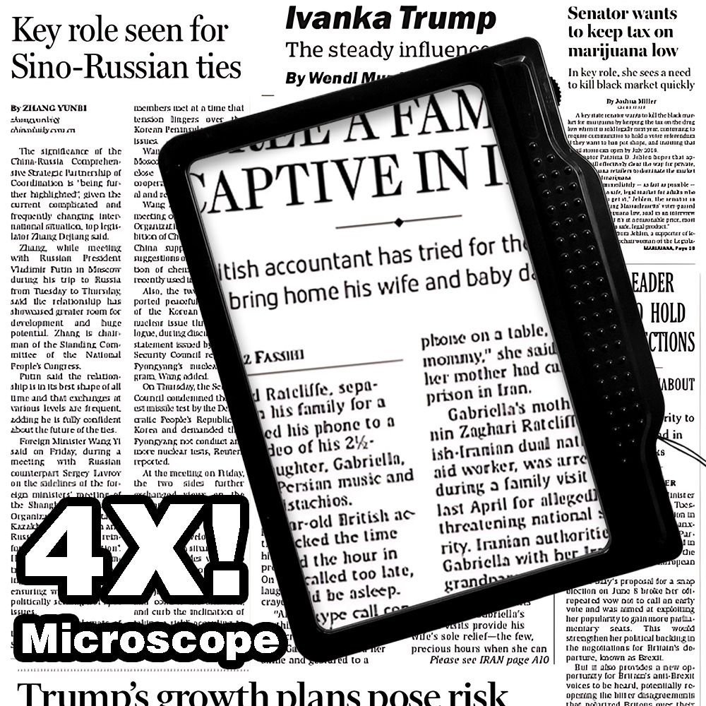 4X Magnifying Glass for Reading, Large Bright Full Page Magnifier with Light, Handheld LED Dimmable Lighted, Lightweight Book Magnifier for Reading Small Prints Seniors Low Vision