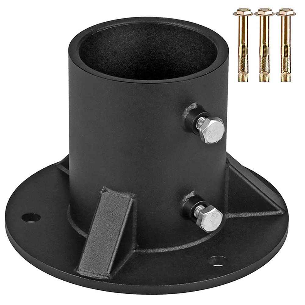 Chain Link Fence Post 2in Floor Flange Base, Heavy Duty Round Fence Post Base, Chain Link Fence Parts for Metal Post with Floor Bracket, Bolts/Side Screws are Included, 1Piece