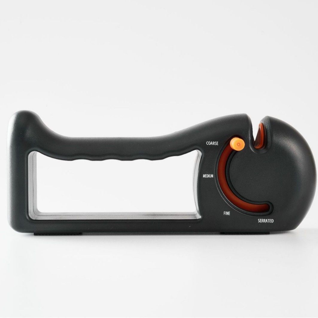 Orange 4-Stage Knife Sharpener & Serrated Knife Sharpener– Repairs, Sharpens & Polishes Blades with Ergonomic Non-Slip Grip