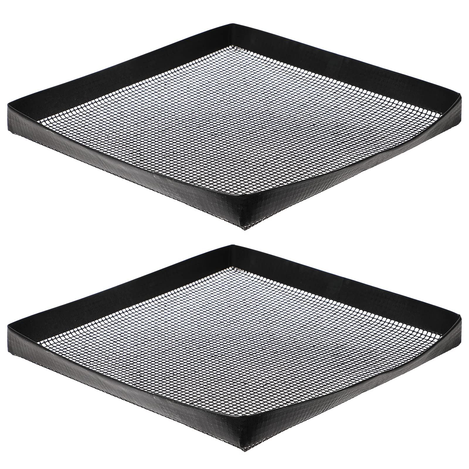 BBQ Grilling Mesh Basket 2 Pcs (12x12") - Heavy Duty Non Stick Reusable Basket for Indoor Cooking & Outdoor Barbecue Grilling - Raised Sides Keeps Food In- Great for Holiday Dinner & Xmas Gift
