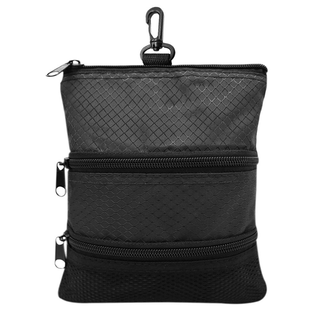 Golf Bag Accessories Valuables Pouch Bags Multi Pocket Zipper Hook for Men Women Zipper pocket, gear clip（black）