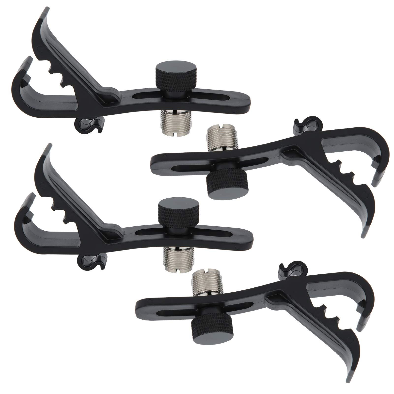 Drum Microphone Clip, 4PCS Shockproof Securing Mic Clips Drums Micro Phone Clamp Mount Holder Adjustable Compact Universal Lapel Mic Stand Rim Musical Instrument Supplies Fixing Set