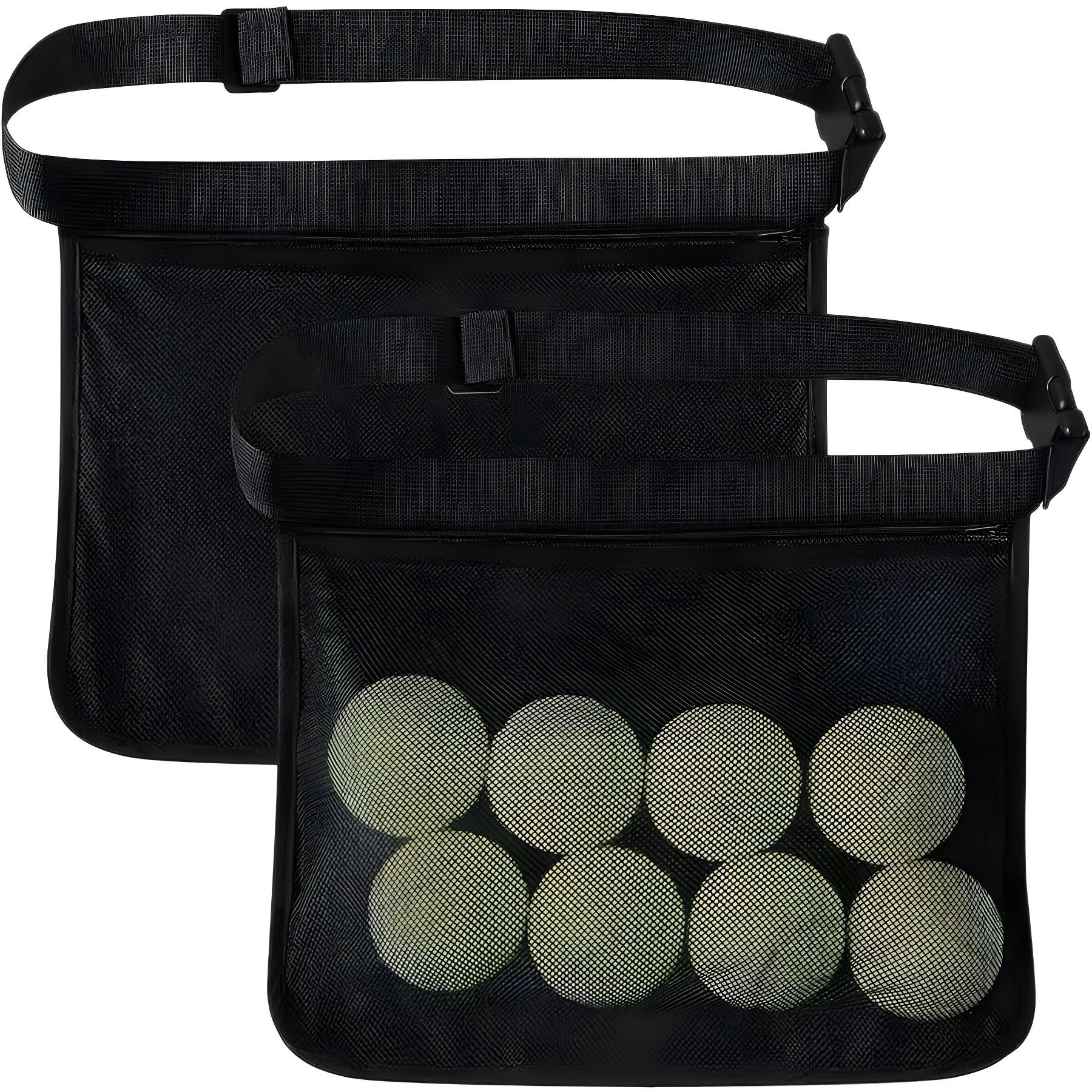 2pcs Adjustable tennis belt holder, waist bag, mesh hip bag holder, can hold 8 tennis or table tennis bags, golf bag（black）