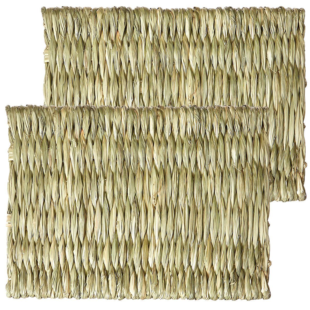 2pcs Woven Grass Mat - All Natural Chewable Grass Mat for Small Pets Pig Foot Mat Rabbit Grass Nest Pet Supplies（small size）