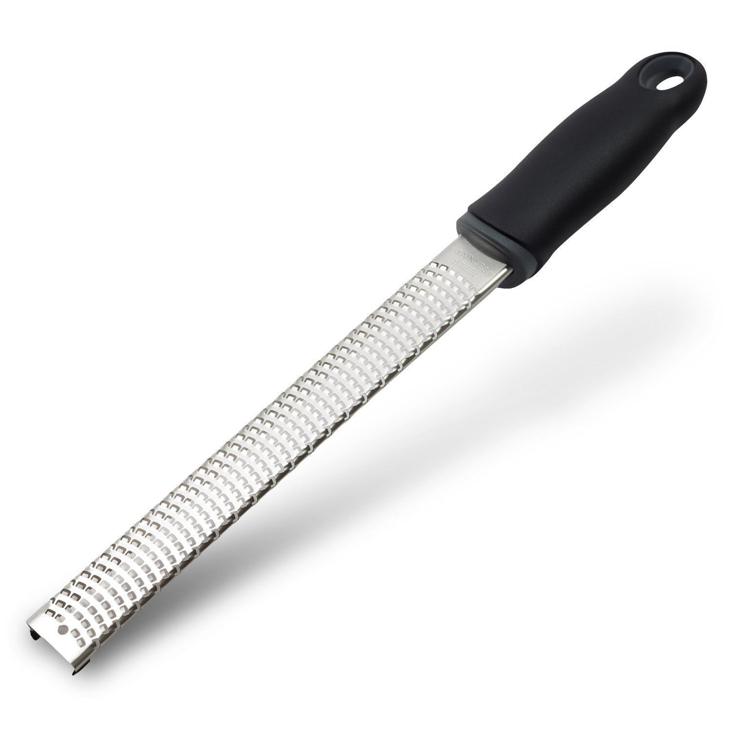 Lemon Zester, Stainless Steel Kitchen Cheese Grater, Plastic Cover Ergonomic Soft Black Handle(black)