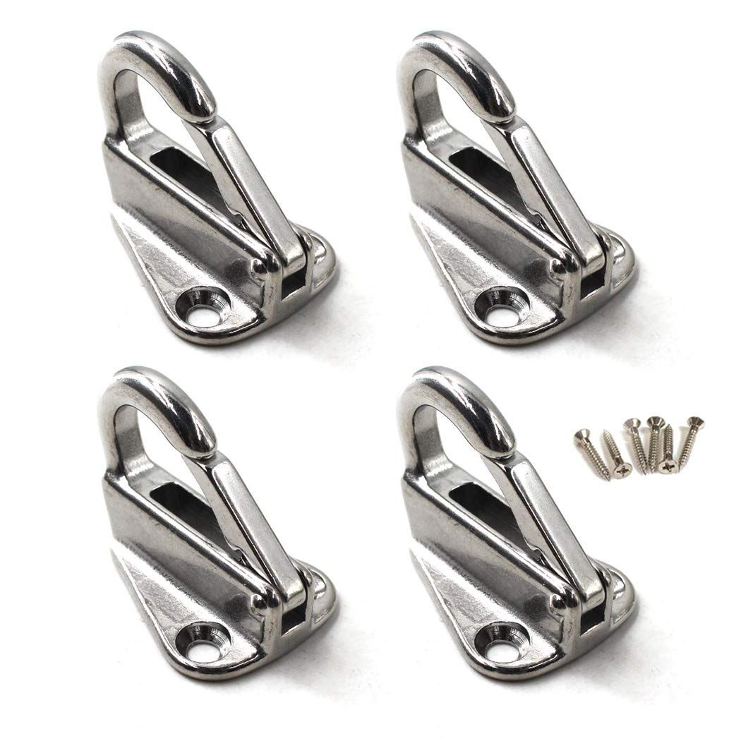 Spring Snap Attach Rope Hook, SS 316 Fender Spring Fending Hook Marine Clothes Boat Hardware (4pcs)