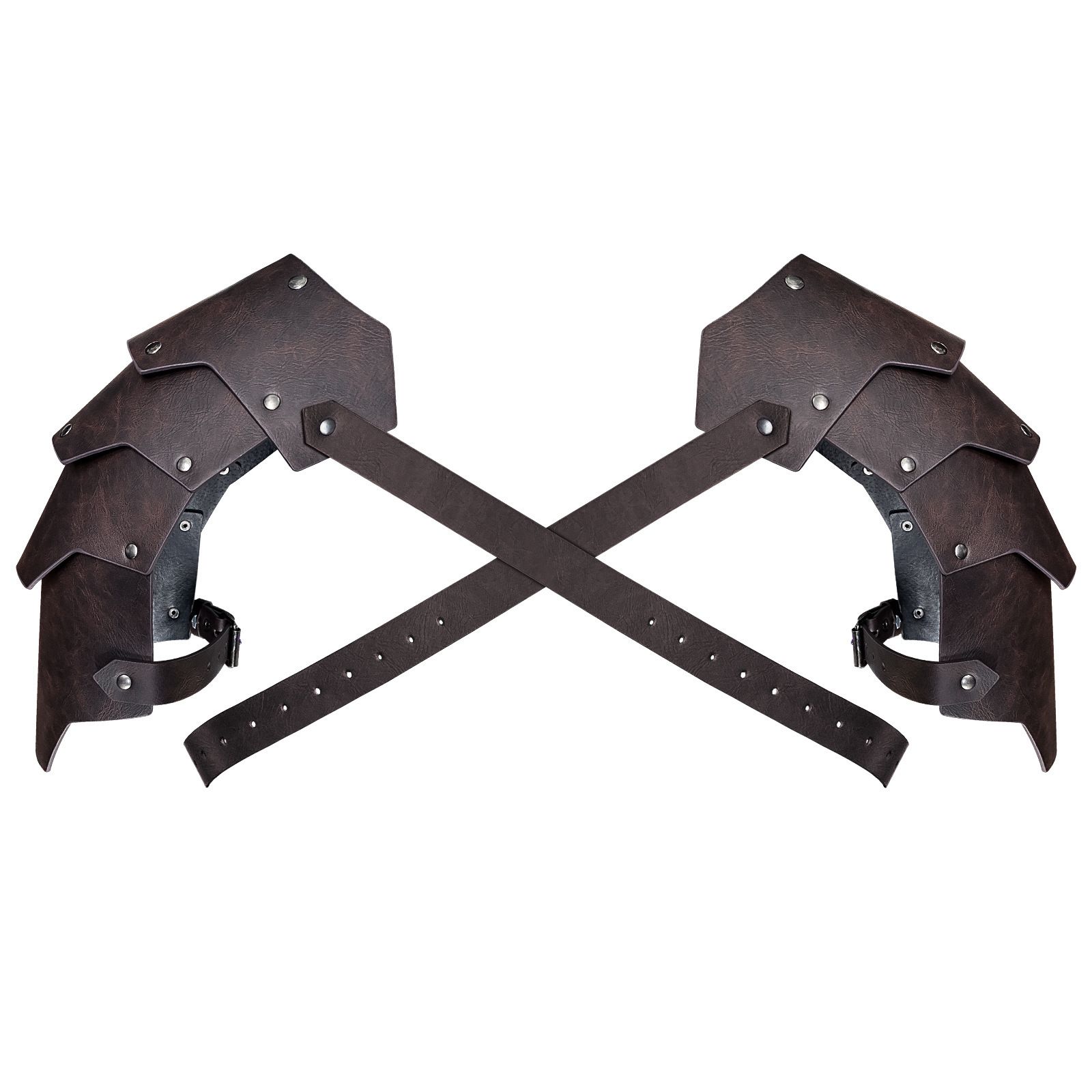 Medieval Faux Leather pauldron , Vintage Mercenary Knight Shoulder Armor for Cosplay Costume (dark brown)