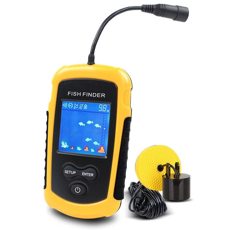 Portable Fish Depth Finder Water Handheld Fish Finder Sonar Castable Kayak Boat Fishfinder Transducer Fishing LCD Display (23*6.5cm)
